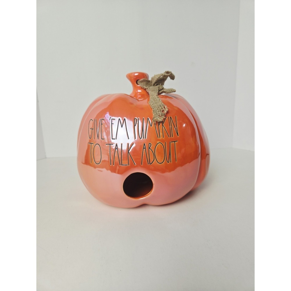 Rae Dunn Give Em Pumpkin to Talk About birdhouse iridescent Halloween Fall